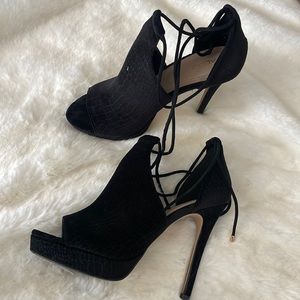 Black velvet heels